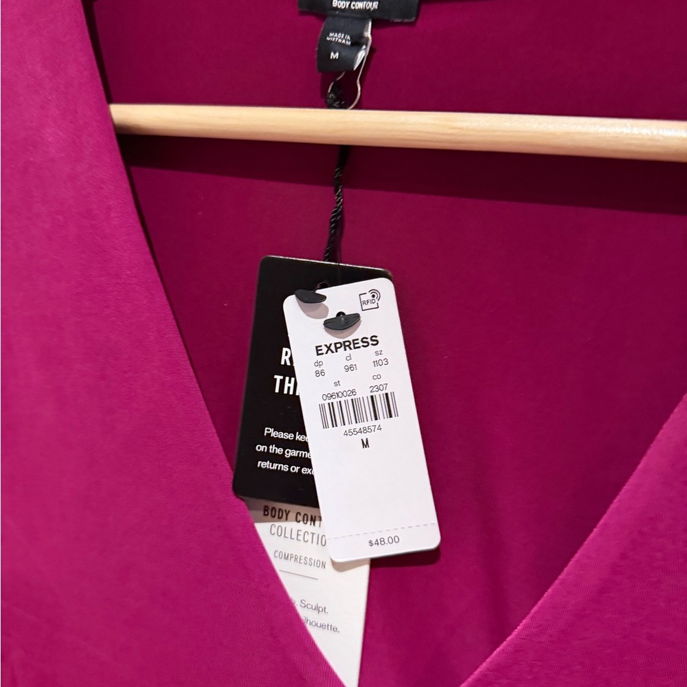 Express Fuchsia V-Neck Blouse